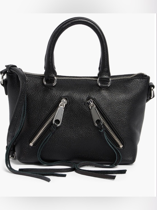 Rebecca Minkoff Handbags - Rebecca Minkoff Black Micro Moto Leather Satchel Bag Crossbody Strap